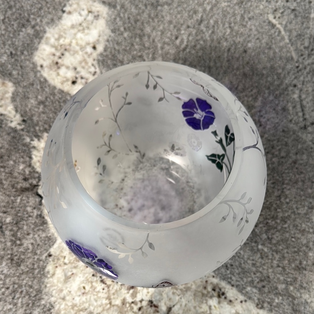 Lenox butterfly meadow Frosted Glass with ode bowl non lead crystal 6” - Picture 6 of 8